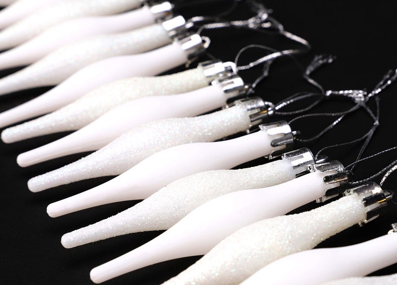 Christmas Concepts Pack of 15-8.5cm, 85mm (3.4") Droplet Baubles - Matte & Glitter Design - Christmas Ornaments (White) - Image 4